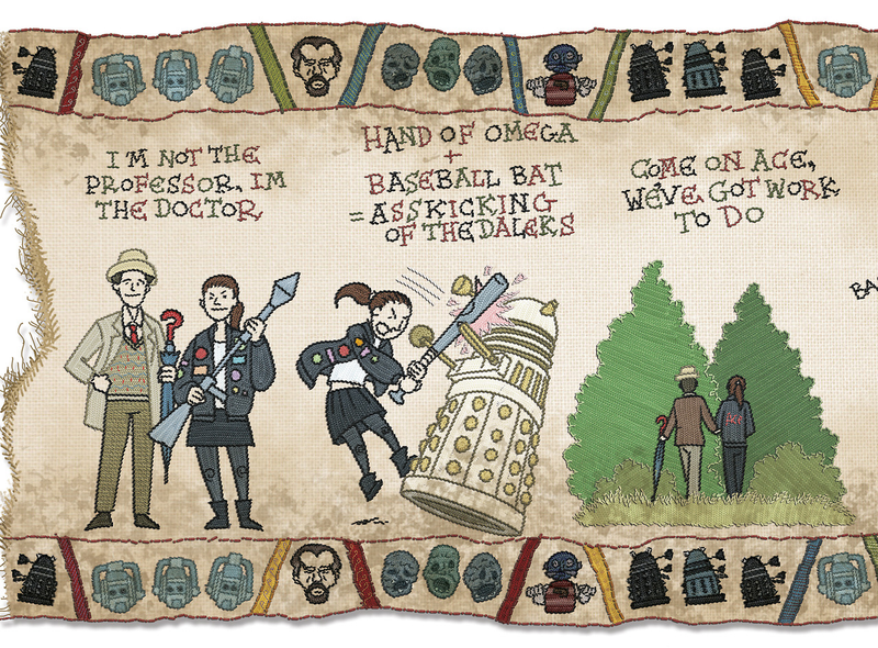 Illustration for article titled What if the Bayeux Tapestry told the history of Doctor Who?